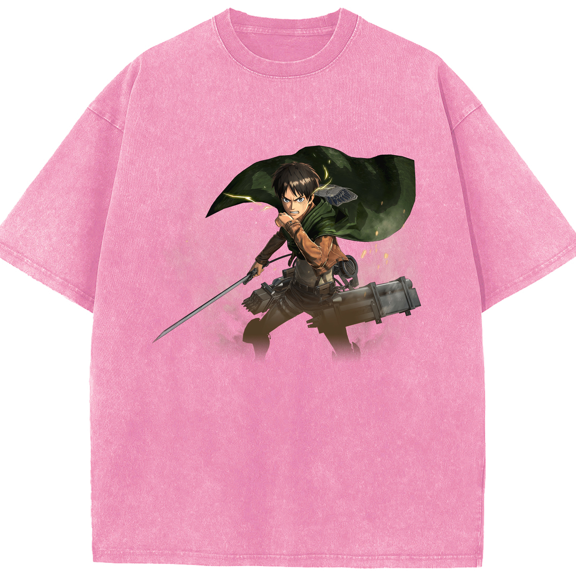 （画像用） 進撃の巨人 エレン･イェーガー Attack on Titan Eren Jäger 綿100% ヴィンテージ風 半袖Tシャツ（フロントプリント）